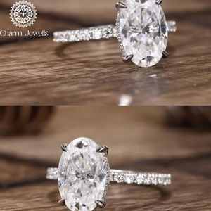 Bague de fiançailles classique en argent Charm Jewells avec moissanite taille coussin, sertie à griffes, certifiée IGI, design floral vintage - Product Image 6