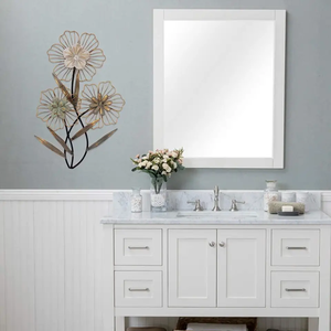 Décoration murale en métal avec fleurs, art mural floral en métal pour la décoration intérieure et extérieure, chambre, salon, jardin - Product Image 2