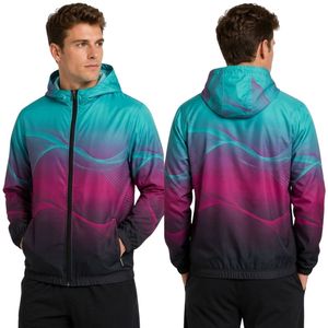Chaqueta Cortavientos de Poliéster Azul Turquesa con Cristales, Transpirable, Suave al Tacto, de Alta Calidad - Product Image 2