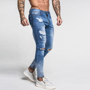 Pantalon en jean déchiré coupe skinny classique pour homme, fabriqué sur mesure, avec élasticité et style décontracté - Product Image 2