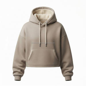 Hoodies courts pour femmes, sweat-shirts à capuche décontractés, pull-over tendance, streetwear à manches longues, logo personnalisé, vente en gros OEM - Product Image 1