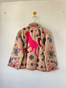 Luxury Floral Velvet Suzani <b>Jacket</b> <b>Women</b> Embroidered Luxury Stand Collar Bohemian Full Sleeve <b>Spring</b> Outerwear - Product Image 5