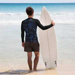 Men's Long Sleeve Rash Guard: Blue <b>Coral</b> UPF 50+ Surf Shirt - Product Image 3