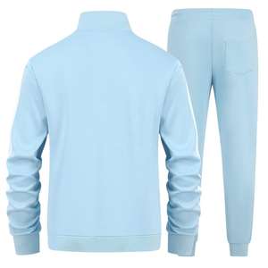 Survêtement sportif d'hiver pour homme avec bande latérale, fermeture à cordon durable, séchage rapide, respirant, en molleton 100 % coton pour la gym - Product Image 2
