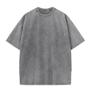 เสื้อยืดคอกลมทรงหลวมสไตล์วินเทจ ผ้าคอตตอนถักเนื้อหนัก 100% แขนสั้น ลุคสบายๆ ซักย้อมสีแบบแอซิดวอช เนื้อผ้านุ่ม - Product Image 1