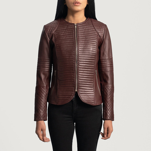 Veste d'hiver matelassée respirante en cuir véritable pour femme, best-seller, avec logo et couleur personnalisés, matériau de haute qualité - Product Image 1