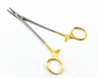 Pince à aiguille médicale dentaire chirurgicale droite et courbée en acier inoxydable de 18 cm, certifiée CE ISO, type Heaney
