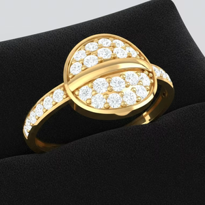 Bague élégante en or avec motif géométrique circulaire moderne, bijou minimaliste pour mariage ou anniversaire, cadeau idéal - Product Image 2