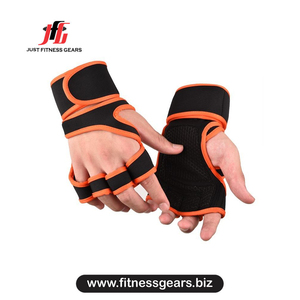 JUST FITNESS GEARS 2026 Custom Logo PU Leather Half <b>Finger</b> Sport Workout Gloves Anti-Slip Adjustable Wrist <b>Strap</b> Cycling - Product Image 3