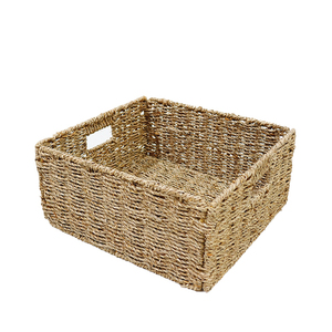 Trending <b>Rectangular</b> Natural Seagrass Storage <b>Basket</b> With Handles Rustic Style Multi-Purpose Organizer - Product Image 4