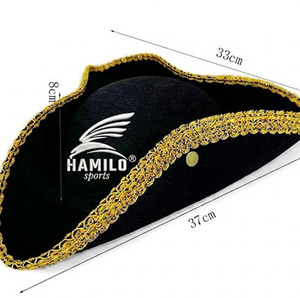 Nouveauté Chapeau de cowboy français en feutre de laine de haute qualité pour hommes, noir, tricorne, chapeau triangulaire, chapeau de garde d'honneur, chapeau Napoléon - Product Image 1