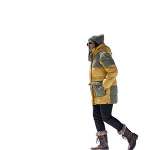 Blouson matelassé à capuche pour femme grande taille, entièrement zippé, col montant, imperméable, respirant, coupe-vent, en toile imprimée pour l'hiver - Product Image 5