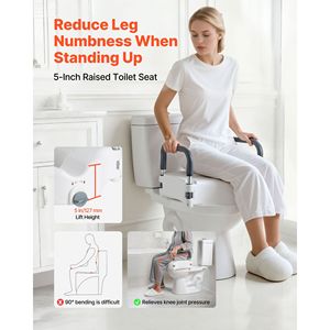 Rialzo per WC con Capacità di Carico di 136 kg, Altezza 12,7 cm, Sedile Allargato Imbottito, Braccioli Rialzati - Attrezzatura di Sicurezza per il Bagno - Product Image 2