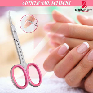 Tijeras para Cutículas de Alta Calidad con Mango de Goma Rosa, Acero Inoxidable, Precisión Profesional, con Estuche de Cuero - Product Image 4