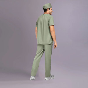 Ensemble de blouses médicales vertes pour hommes en coton et polyester tissé, pantalon inclus - Product Image 3
