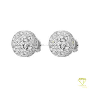 Pendientes de Diamantes Redondos Glamurosos Cultivados en Laboratorio, Plata de Ley 925, Joyería de Lujo con Incrustaciones de Diamantes para Hombre - Product Image 3