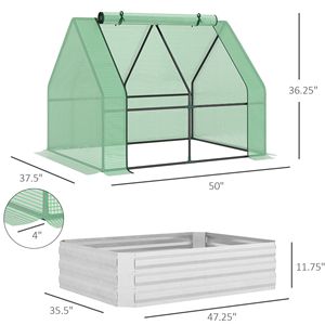 Fioriera in Metallo Zincato 4FT X 3FT con Copertura in PE e Porta Avvolgibile per Fiori e Verdure - Product Image 3