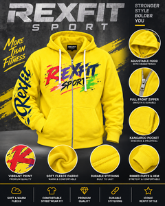 Sudadera con Capucha Amarilla para Hombre, Diseño Gráfico Color Splash, Chaqueta de Forro Polar Grueso, Estilo Urbano, 100% Algodón, Invierno, Personalizable, OEM, Venta al Por Mayor - Product Image 3