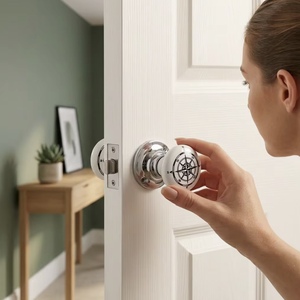 Pomo de Puerta de Porcelana con Diseño de Brújula, Tirador Redondo para Gabinete de Cocina, Estilo Moderno Ecológico, Herraje Duradero para Muebles - Product Image 5