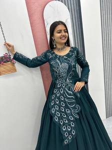 Vestido Anarkali Formal Bordado con Lentejuelas, Manga Larga, para Bodas, Graduaciones, Diwali, Fiestas, Vestido Indio Pakistaní para Mujer - Product Image 4