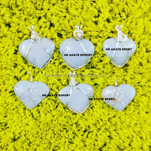 Vente en gros de la meilleure qualité opale opalite agate pierre naturelle pendentif en forme de coeur collier d'emballage en cristal type de quartz pierre précieuse - Product Image 5
