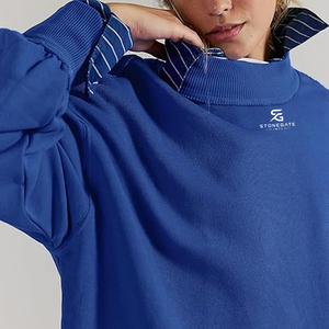 Sudadera Oversize de Algodón Liso con Cuello Redondo para Mujer, Manga Larga, Estilo Casual Urbano, Top de Otoño 2026 - Product Image 4