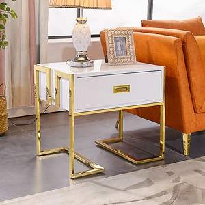 Premium Quality Modern Metal Luxury Multi-Function <b>Side</b> <b>Table</b> Gold Plated <b>Square</b> Design for Living Room Drawing Room & Office - Product Image 2