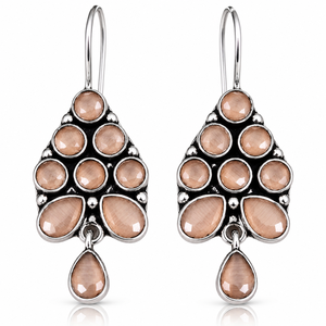 Boucles d'oreilles pendantes ethniques bohèmes à motif floral, en laiton plaqué argent antique, avec cristaux et strass, vente en gros - Product Image 2