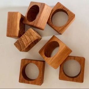 Wooden Napkin Ring Set Handmade Solid Wood Serviette Holder Eco Friendly Dining Table Decoration - Product Image 2