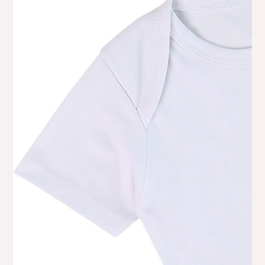 Baby Boys White Short Sleeve <b>Onesie</b> Round Neck 100% Cotton Breathable Knitted Solid Color Regular Fit With Buttons - Product Image 2