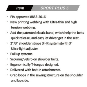 Ceinture de sécurité de course à 6 points SPORT PLUS-5 homologuée FIA 8853-2016, certifiée, brevetée, ultra-légère, 3 pouces, avec ajusteur, OEM ODM personnalisé - Product Image 4