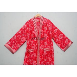 Robe kimono en coton très vendue, imprimée au bloc, pour la plage et l'hôtellerie - Product Image 2