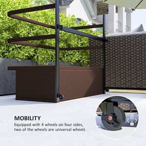 Organizzatore Galleggiante per Piscina in Rattan PE Marrone con Ruote - Product Image 4