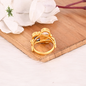 Tanzanite Hydro, Green Amethyst Hydro and <b>Crystal</b> Gemstone Brass <b>Ring</b> Handmade Fashion Jewelry for women - Product Image 5