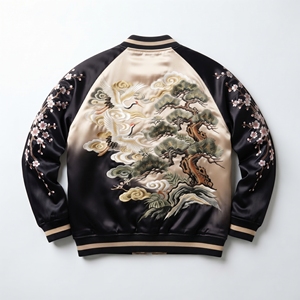 Veste Souvenir Silk Road Sukajan Dragon & Cerise, Bomber Brodé Tokyo Tiger, Veste d'extérieur Rising Sun Sukajan, Mount Fuj - Product Image 3