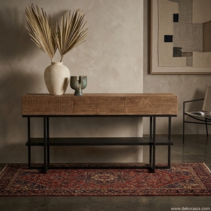 Chicago Vintage Teak Wooden <b>Table</b> With Rack Storage Elegant <b>Console</b> Side <b>Table</b> for Living Room Furniture - Product Image 6