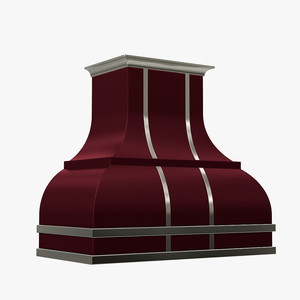 Hotte de cuisine murale en acier inoxydable faite à la main, finition rouge avec bande de cuivre, pour foyer, à ventilation par cheminée, très vendue - Product Image 2