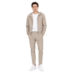 Conjunto Deportivo con Capucha para Hombre, Color Sólido, Manga Larga, Cierre Frontal con Cremallera, Ropa Casual de Otoño, Material Transpirable de Poliéster - Product Image 3