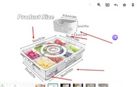 Draagbare verdeelde snackbox met deksel en handvat, plastic serveerschaal, opbergbak voor fruit, snacks en groenten