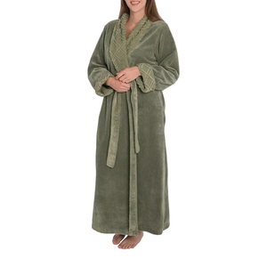 <b>Men's</b> Luxury 100% Cotton Velour Bathrobe with Full Sleeves Custom Logo Printed Loungewear <b>Sleep</b> Set OEM Service - Product Image 4