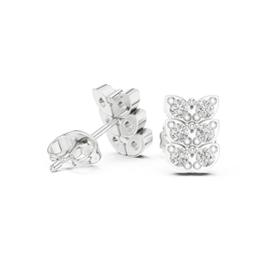 ต่างหูแต่งงานเพชรทรงกลมเพาะเลี้ยงในห้องปฏิบัติการ ทองคำ 14K สีเหลือง สำหรับผู้หญิง |   เพชรที่เพิ่งเพาะเลี้ยง - Product Image 4