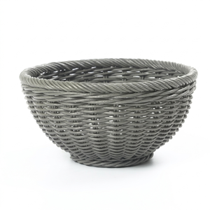 Washable Synthetic Rattan Fruit Bowl Food Grade PP Wicker <b>Bread</b> <b>Basket</b> for Hotel Restaurant Countertop Display Export Quality - Product Image 1