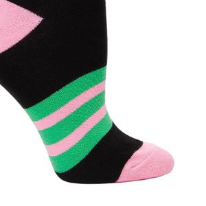 Pink Green <b>Black</b> Color Block Crew <b>Socks</b> Cotton Blend Ankle <b>Socks</b> Casual Sports <b>Socks</b> Soft Comfortable Fashion Footwear For Women - Product Image 2