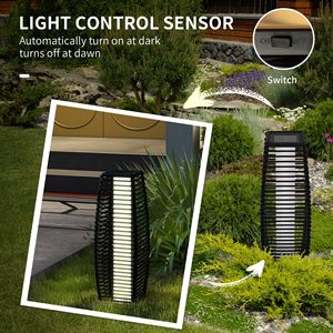Lampada Solare a LED da Esterno con Accensione/Spegnimento Automatico, Lanterna da Giardino in Rattan con Corpo in ABS, Luce Decorativa per Vialetti e Sentieri - Grado di Protezione IP54 - Product Image 6