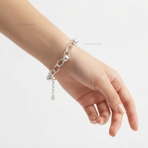 Nouveau bracelet chaîne ajustable en argent sterling 925 GRG, motif cercle géométrique, pour femme - Product Image 2