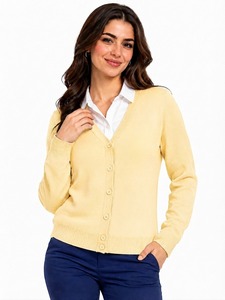 Women's Soft Knit Sweater Button Front <b>Cardigan</b> V-Neck Casual Top <b>Lightweight</b> Long Sleeve Classic Wardrobe Essential - Product Image 6