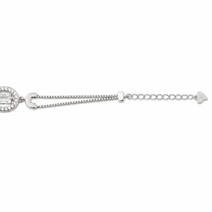 Bracelet chaîne en argent sterling 925 avec diamants pour femme, design géométrique circulaire poli, idéal pour les fêtes, mariages, cadeau, bijoux - Product Image 4