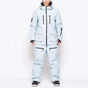 Traje de Nieve Personalizado para Hombre, Color Azul Claro, de una Pieza, con Capucha, para Esquí y Snowboard, Impermeable, Resistente al Viento, para Invierno, al Aire Libre, Traje de Nieve Completo - Product Image 2