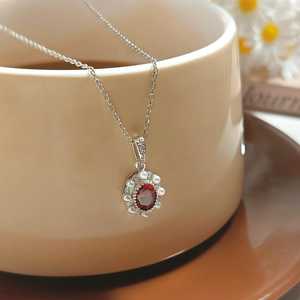 Garnet Pear Pendant 925 Sterling Silver Delicate January Birthstone Handmade Dainty Pendant Jewelry <b>Gift</b> <b>For</b> <b>Her</b> - Product Image 1