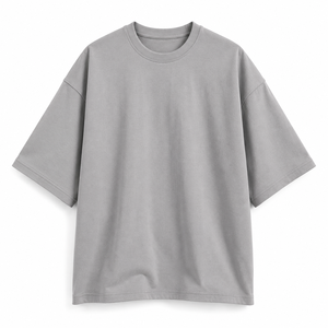Camiseta Oversize para Hombre, Manga Corta, Cuello Redondo, Color Sólido, Estilo Casual Holgado, 100% Algodón Jersey Tejido Liso - Product Image 1